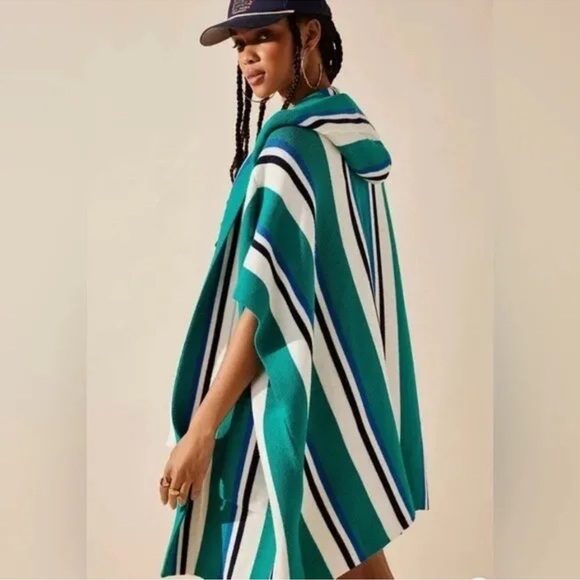 Free People Sweaters - New Free People All I Need Stripe Hooded Poncho Jacket